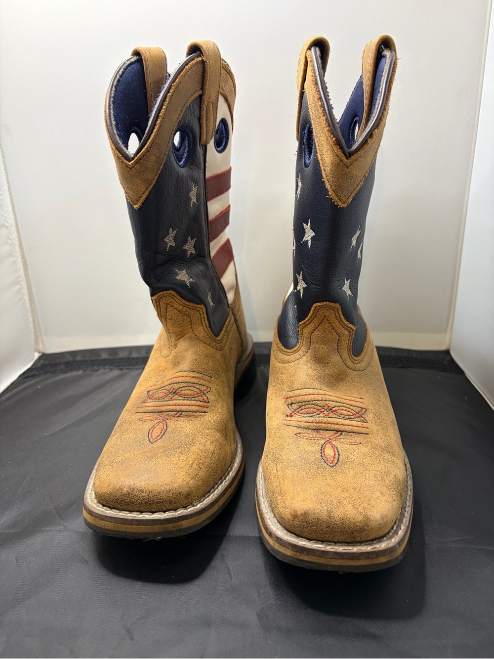 Masterson Boot Co Kids Classic Patriotic  American Flag Cowboy Boot Size 2D NICE